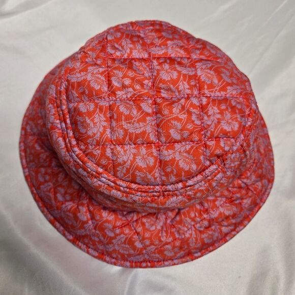J CREW Liberty fabric puffer bucket hat with primaloft coral Toutouayette print - Picture 3 of 8
